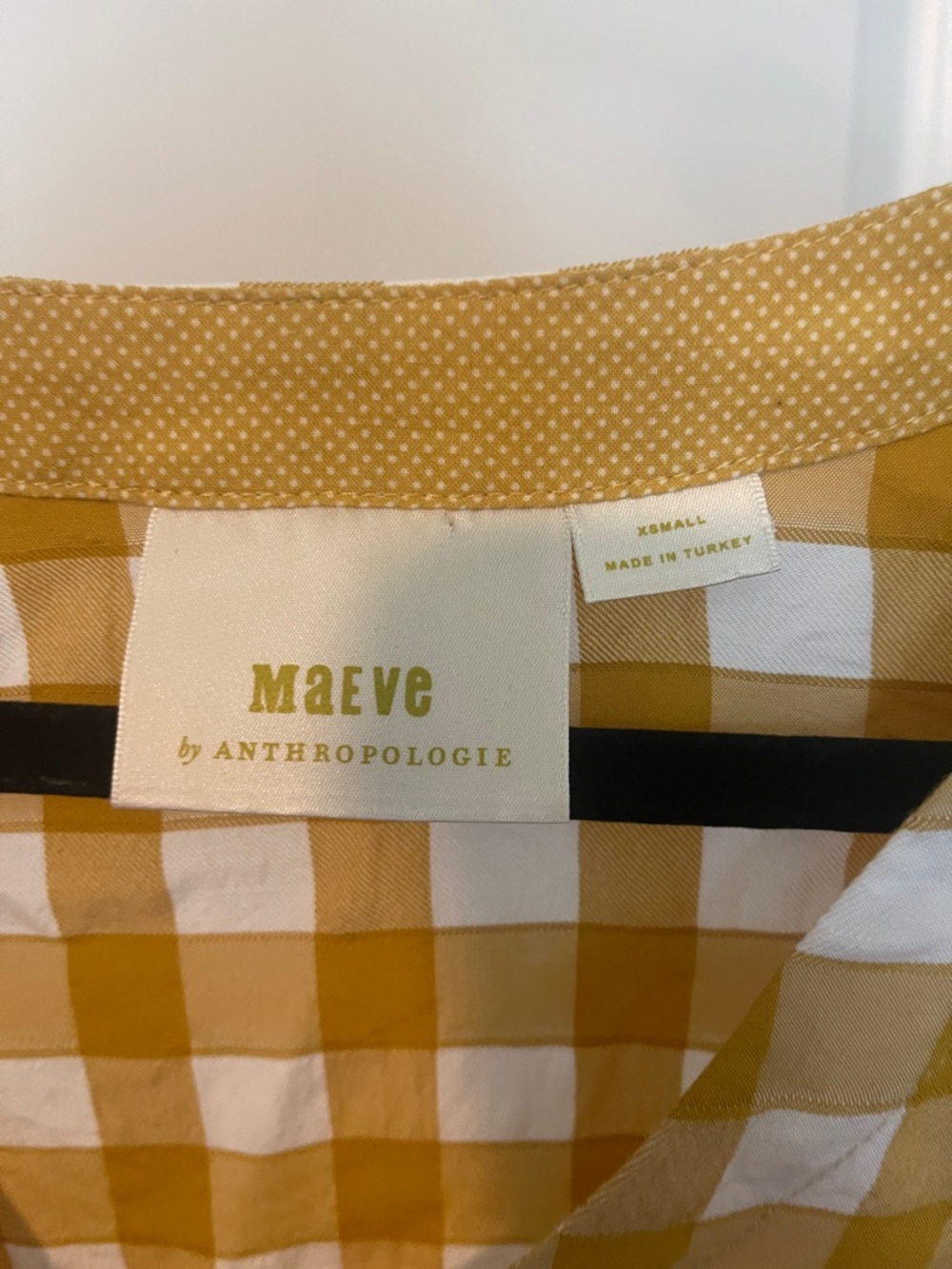 Anthropologie Mustard and White Gingham Peplum Tunic - Picture 3 of 6